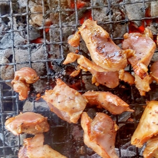 BBQに砂肝のしょうゆ麹焼き